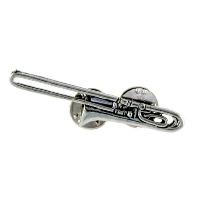Pin trombón plateado