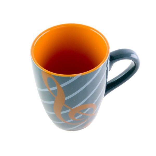 Taza naranja porcelana clave de sol