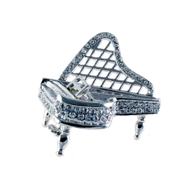 Broche piano de cola Swarovski plateado