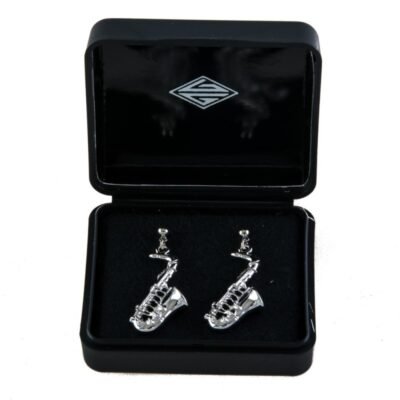 Pendientes saxo plateado 3D