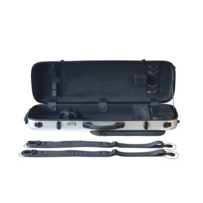 Estuche violín Artist Dynamic policarbonato rectangular con bolsa partituras 4/4 Brushed aluminum Aluminio cepillado