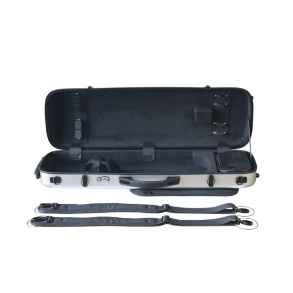 Estuche violín Artist Dynamic policarbonato rectangular con bolsa partituras 4/4 Brushed aluminum Aluminio cepillado