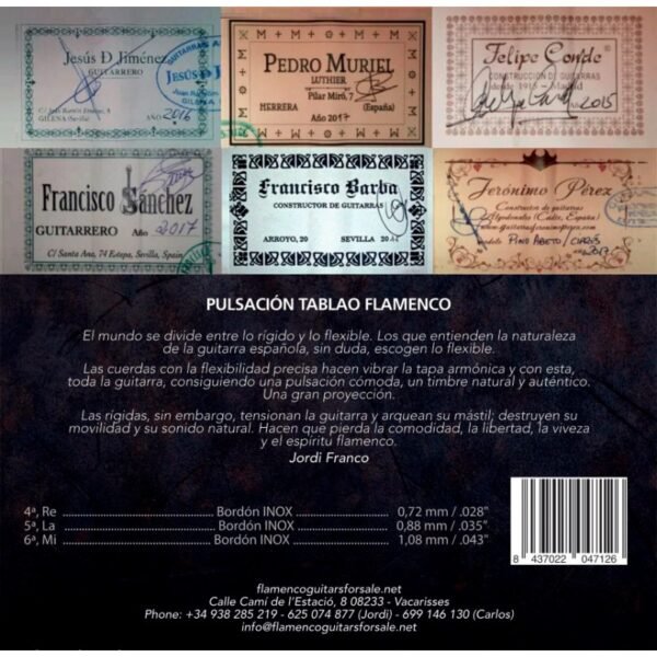 Pack Profesional de cuerdas de guitarra Solera Flamenca Tablao Tensión alta