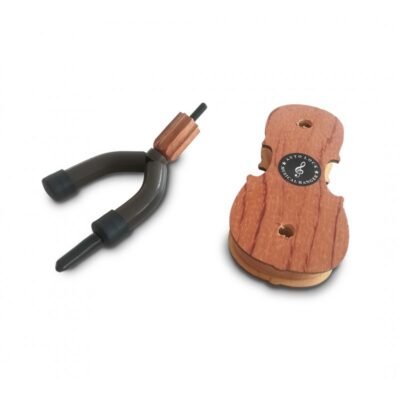 Soporte de pared con forma de violín para violín/viola y arco. Color palisandro