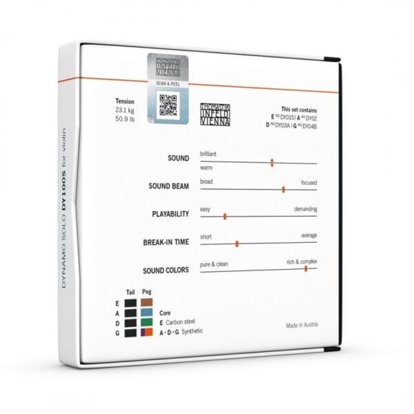Juego de cuerdas de violín Thomastik Dynamo Solo Bola Medium 4/4