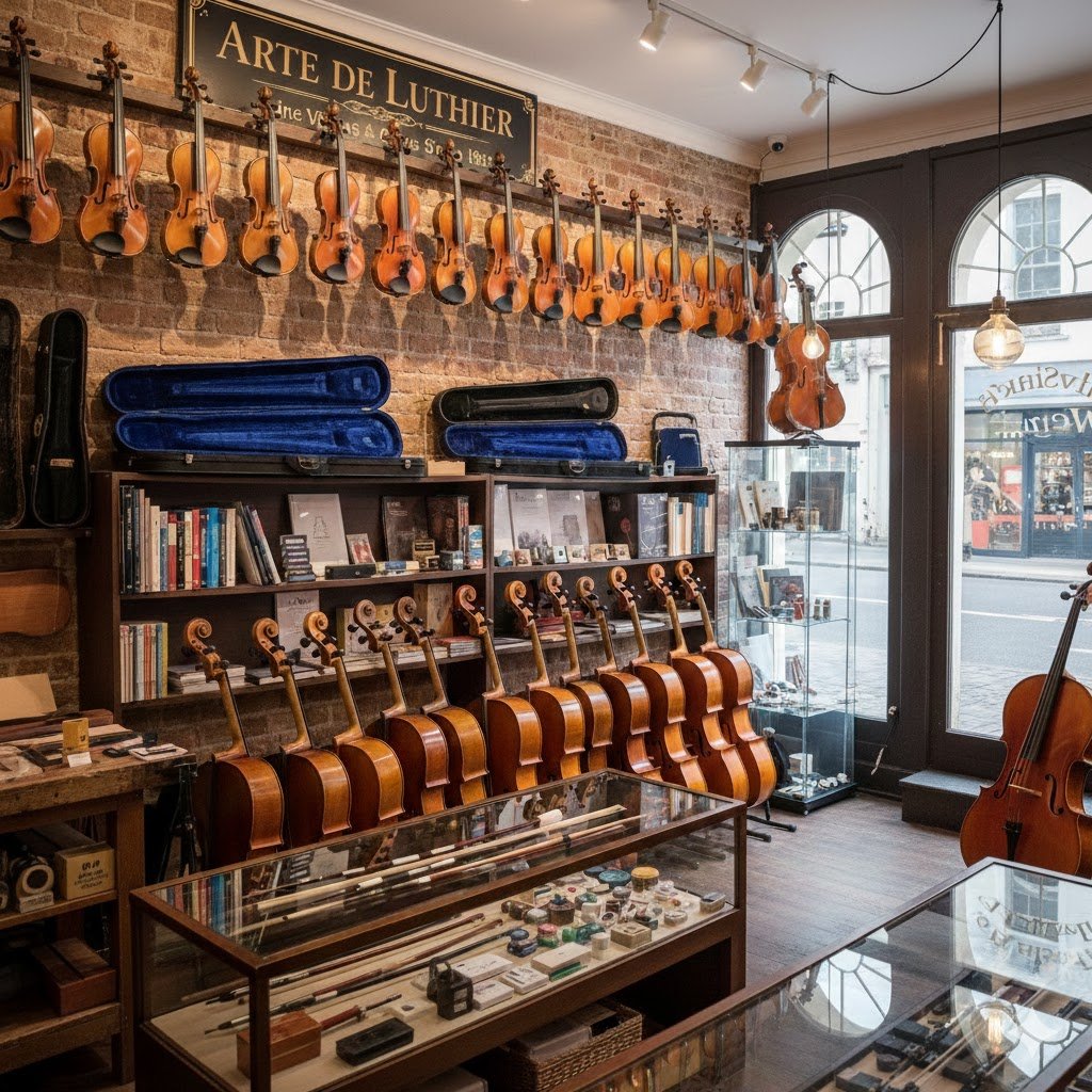 "Tienda y taller de luthería de instrumentos de cuerda"