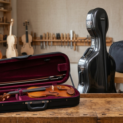 Protección profesional para tu instrumento. En Arte de Luthier ofrecemos una amplia gama de estuches y fundas para instrumentos de cuerda (violín, viola, cello, contrabajo) y viento. Desde estuches rígidos de alta resistencia para viajes y conservatorio hasta fundas ligeras y ergonómicas. Sabemos que tu instrumento es tu herramienta más valiosa, por eso solo trabajamos con marcas que garantizan aislamiento térmico y protección contra impactos. Encuentra el estuche perfecto con el asesoramiento de expertos luthiers.